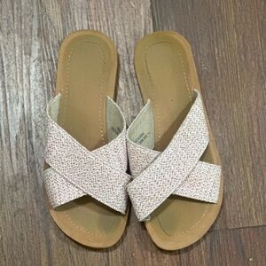 Women's Beige Cross-Strap Sandals